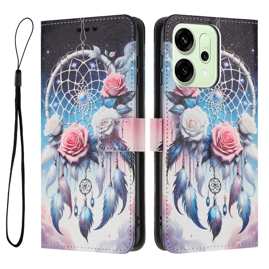 For Oppo Reno14 Pro 5G (China)/Oppo Reno14 Pro 5G (Global) Wallet Case Pattern Printing PU Leather Phone Cover with Lanyard