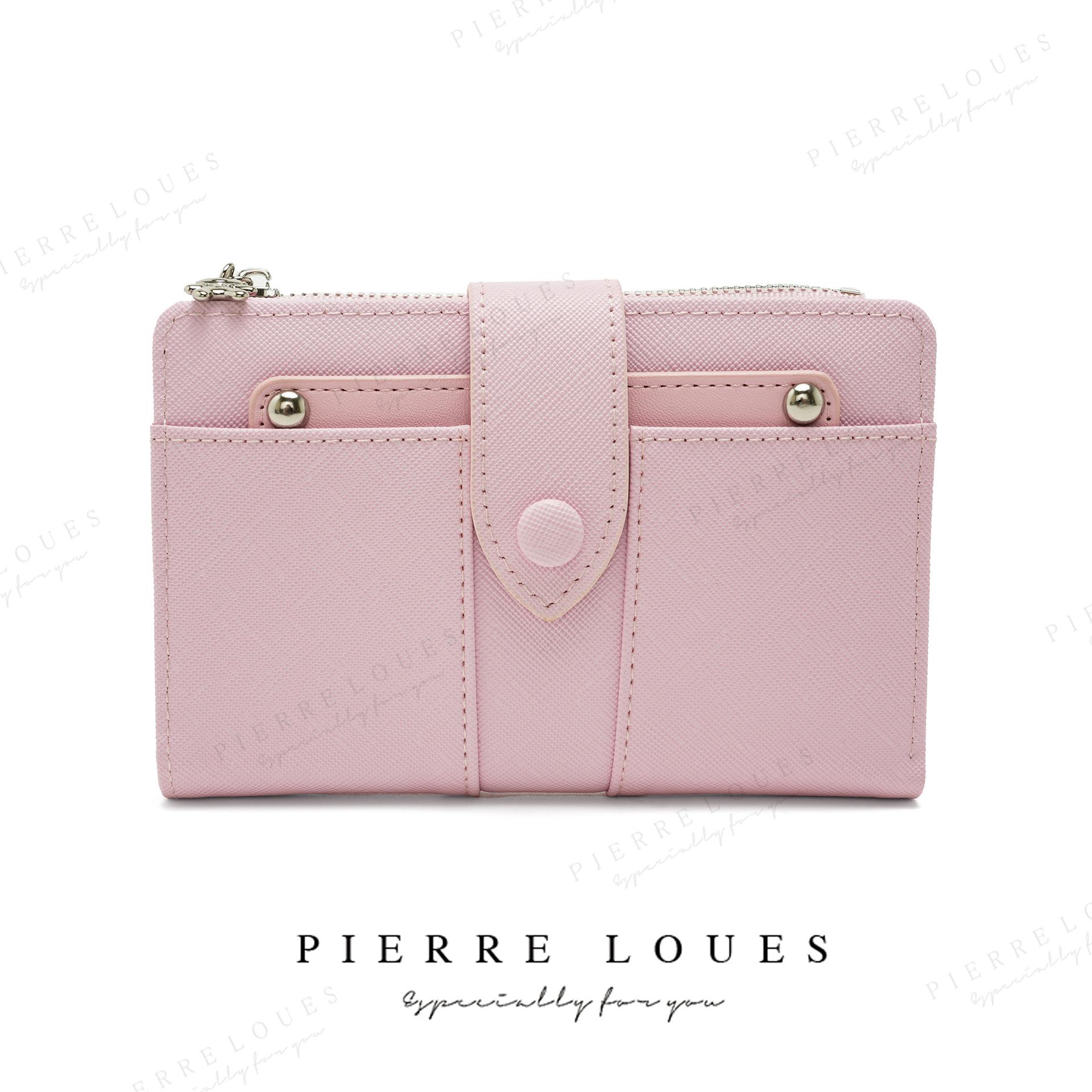 Женский кошелек из ПУ большой вместимости - Многослотовый, простой и стильный кошелек для монет розовый