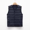 Men's Lightweight Down Vest, Round Neck, Solid Color, Plus Size, Raglan Sleeve - Ideal for Autumn and Winter