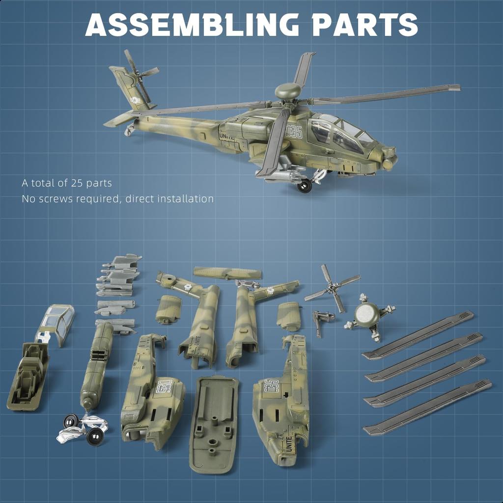 1/72 Scale Plastic DIY Assembly Model Military Plane Collection AH-64 Fighter US Apache Armed Helicopter Aircraft Toys
