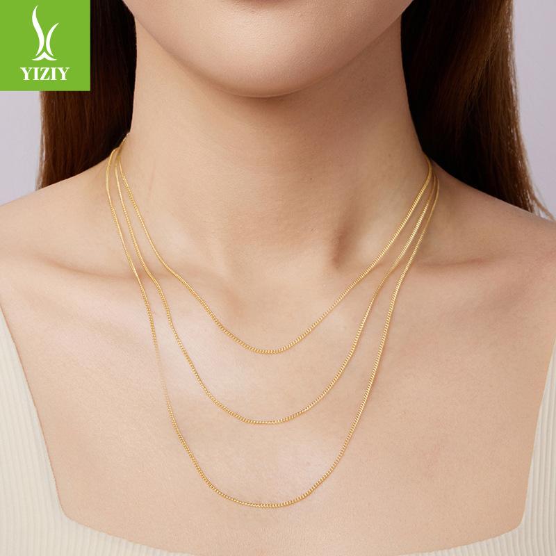 Simple S925 Sterling Silver Basic Side Chain Necklace Stylish Versatile Plain Silver Collarbone Chain