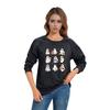 Damen Casual Raglan O-Ausschnitt Langarm Halloween Print Oberteil