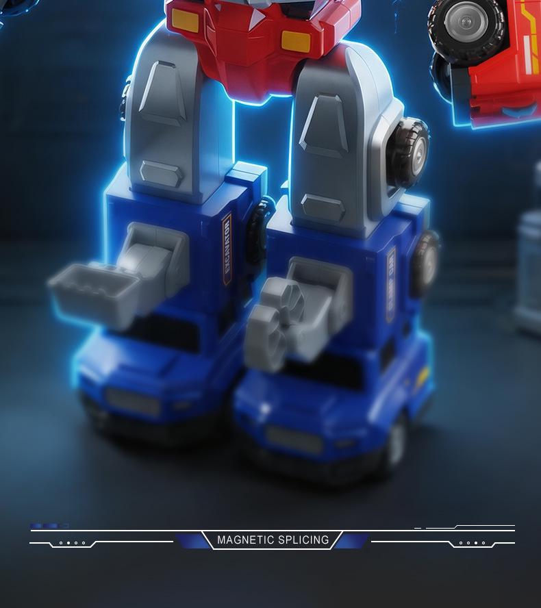5-in-1 Magnetic Transforming Robot Toy with Sound and Light for Kids