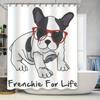 Adorable Frenchie Dog Shower Curtain for Home Decor French Bulldog Print Bath Liner with Hook Rings