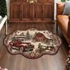 Non-Slip Reindeer Print Rug Imitation Cashmere Entryway Mat Christmas Irregular Rug  Christmas
