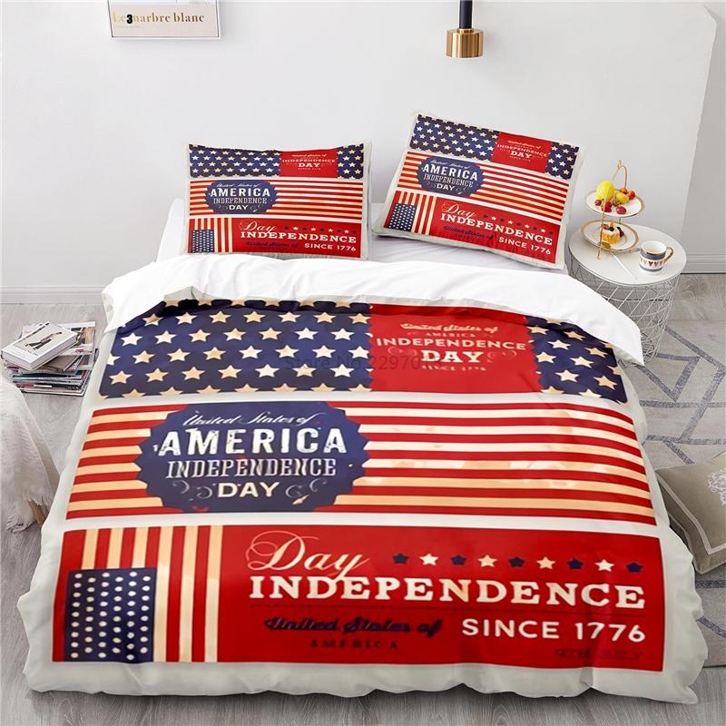 Nový design Americká vlajka 3D Ložní souprava Potisk Povlak na přikrývku Set povlaku na přikrývku s povlakem na polštář Au Eu Us Velikost Twin Full Queen King
