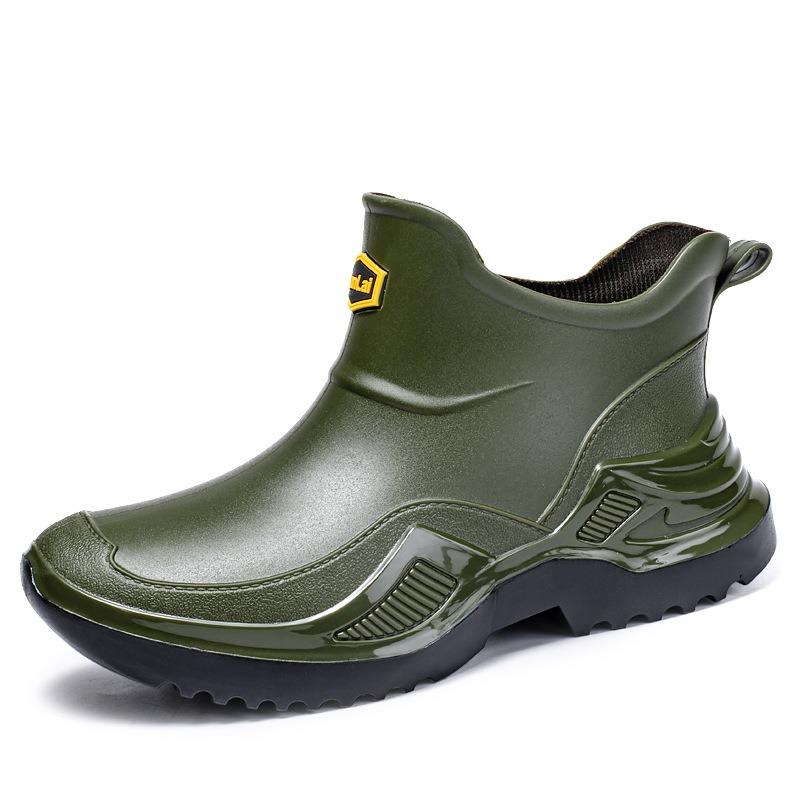 Men's 36-46 Size Large Size Waterproof Short-tube Rain Boots Fashion Casual Thick-soled Water Shoes Outdoor Wear-resistant Boat Shoes