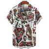 Camicia da uomo stampata in 3D a tema Umanistico Uomo/Donna Moda Casual Maniche Corte Camicie Colletto Bottoni Top Abbigliamento Unisex Oversize