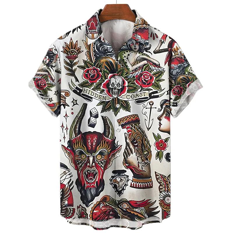 Camicia da uomo stampata in 3D a tema Umanistico Uomo/Donna Moda Casual Maniche Corte Camicie Colletto Bottoni Top Abbigliamento Unisex Oversize