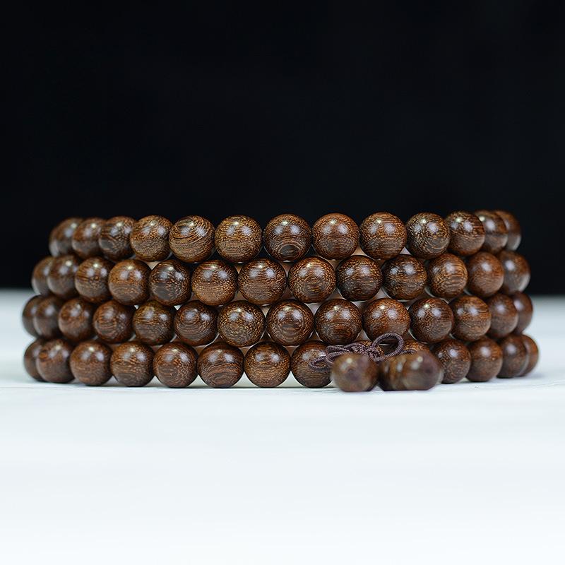 Golden Silk Sandalwood Bracelet 2.0 Old Material Wooden Buddha Bead Bracelet for Men and Women Couples Jewelry Sandalwood Rosary Cultural Play Jewelry