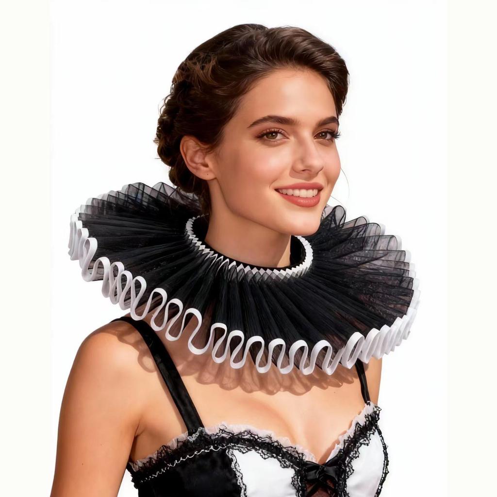 Karnaval Palyaço Fırfırlı Yaka - Retro Cosplay Aksesuarı