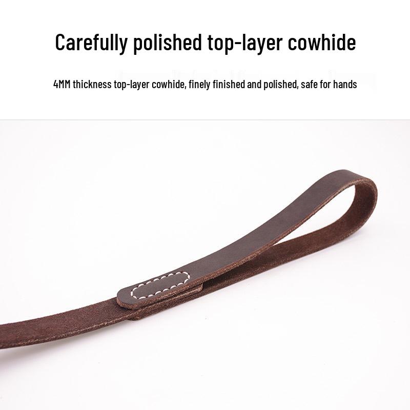 Genuine Leather Cowhide Dog Leash for Medium/Large Breeds - Retriever, Collie, Bulldog, Husky