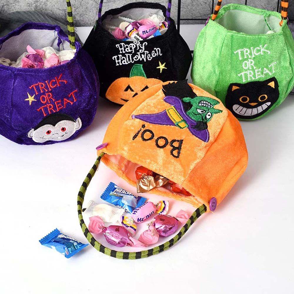 Kids Ornament Trick Or Treat Props Halloween Decoration Storage Bucket Gift Basket Candy Bag