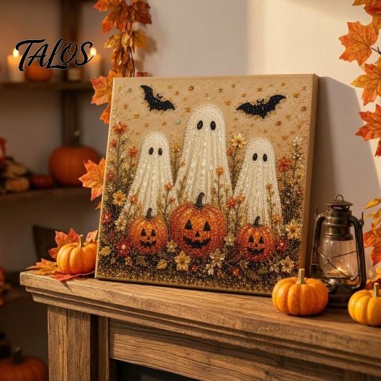 Multi Faceted Bead Painting Halloween Faux Pearl Art DIY Kit, Spooky Cute 3D Beads Crafts Handmade Wall Decor for Adults Beginners, Seasonal