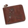 European-American Retro Men's Tri-fold Rugby Wallet with Chain and Multi-card Holder