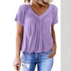 2025 V-Neck Raglan Sleeve Ruffled Casual T-shirt