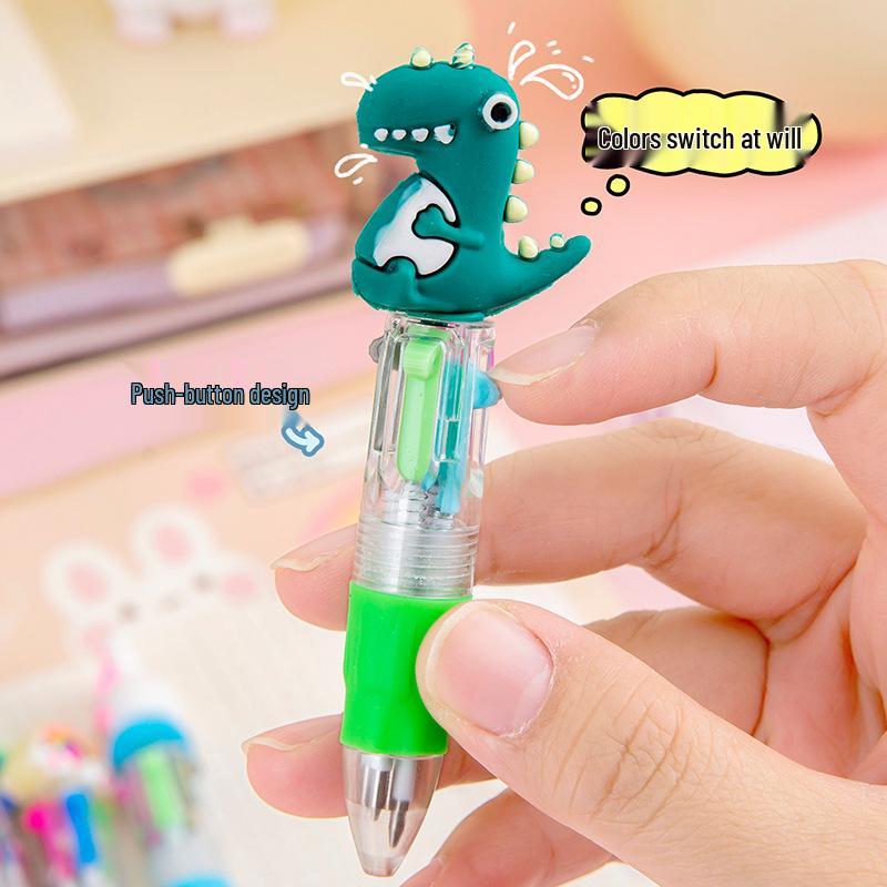 Cartoon Multi-Color Ballpoint Pen - Cute 4-Color Portable Pen for Student Journaling and Gifts