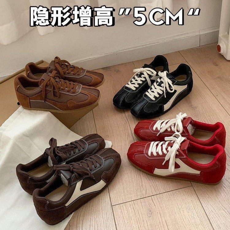 Huge versatile~ 2025 autumn new lace-up color matching inner height increase German training shoes women's retro versatile casual Forrest Gump shoes