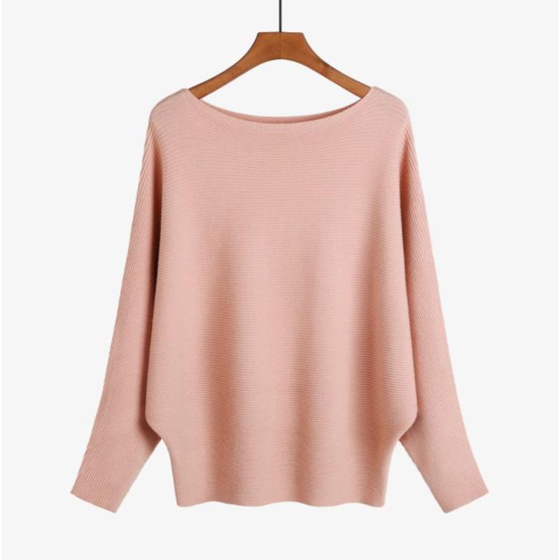 Loose Long Sleeve One-Line Collar Top Loose Long Sleeves off-Shoulder Top Female