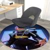 1pc Anime Design Round Carpet - Office Chair Mat with Purple Hair and Blue Floral Print, Suitable for Home Decor, Gaming Room