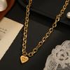 European and American Simple Love Stainless Steel Necklace Women's 14K Gold-plated Personalized Hip-hop Versatile English Heart-shaped Necklace