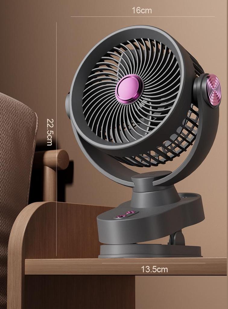 Silent USB Clip-on Desktop Fan with Light and Oscillation for Home and Dorm Use