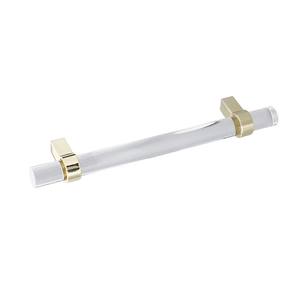Crystal Acrylic Handle Modern Transparent Drawer Pull Handle for Closets Bookcases Shoe Cabinet Hole Spacing128 Gold