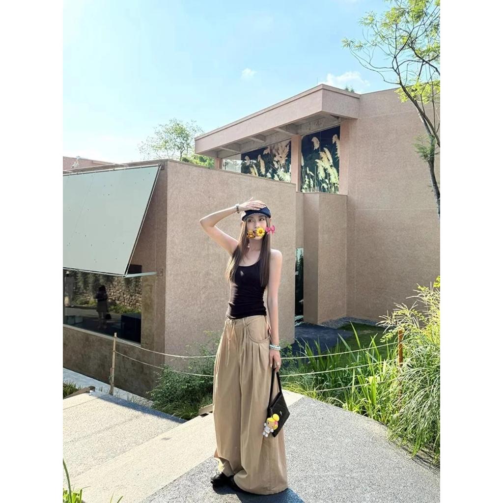 VIONA Loose Wide Leg Casual Pants Women's Fashionable Version Knife Edge Pants High Waist Nine Point Street Style Workwear Trend