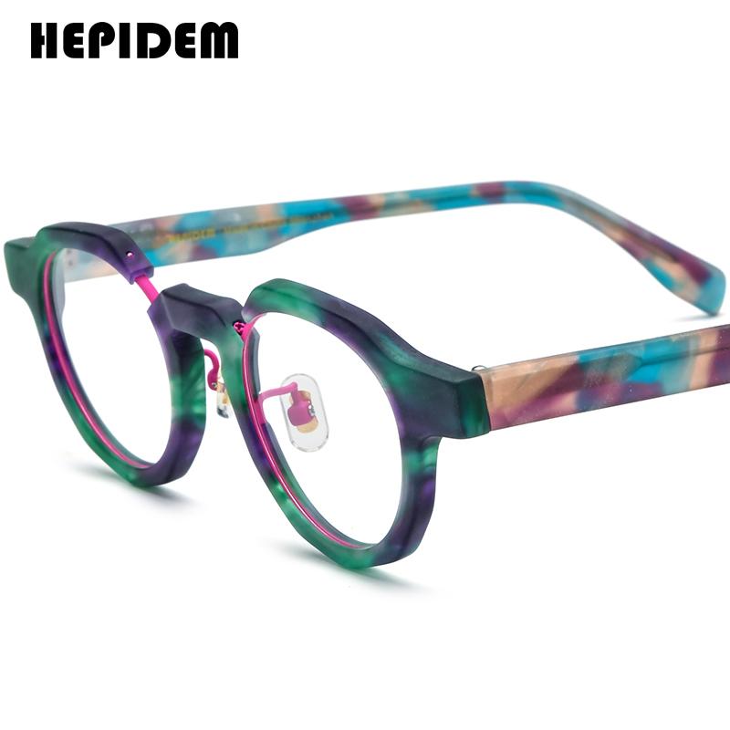 FONEX HEPIDEM Acetate Eyeglasses Frame Men New Round Brand Design Glasses Women Retro Vintage Eyewear Japanese Spectacles 9356