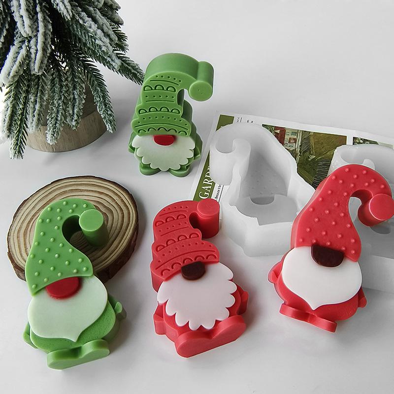 DIY Weihnachtsgnom Silikonform Handgemachte Aroma Kerze Gips Ornament Formen Weihnachts Elf Süßigkeiten Schokolade Backformen