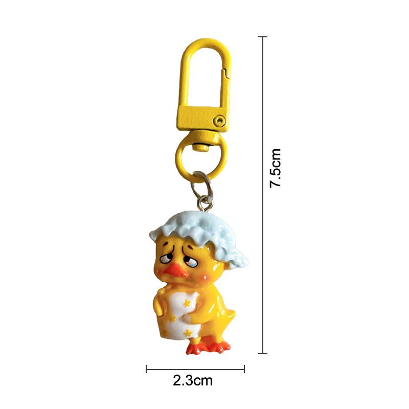 Lovely Yellow Annoying Duck Keychain Pendant Cartoon Resin Car Keyring For Girls Women Bag Backpack Decoration Accessories