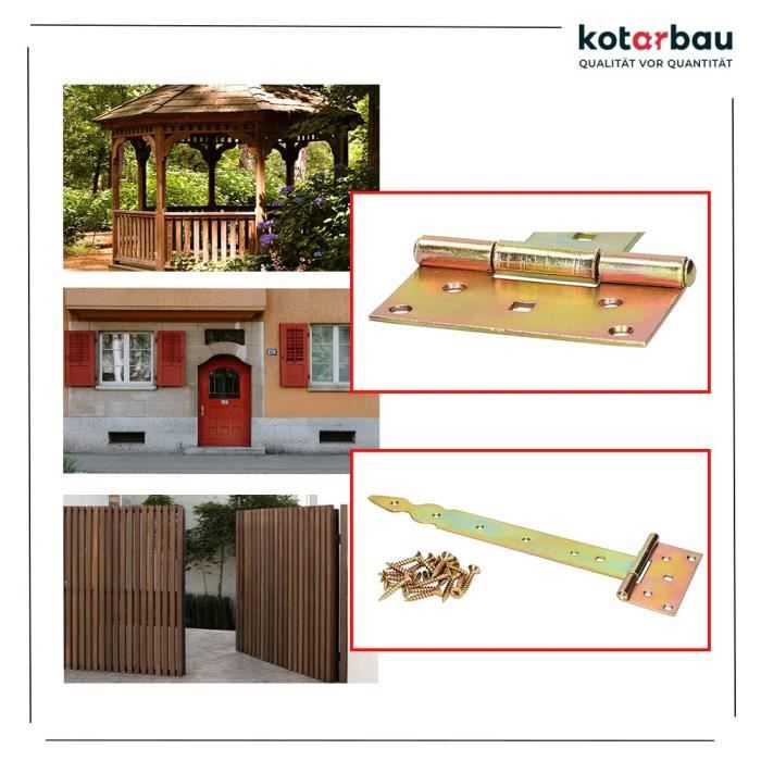 Charnière en T Décorative 300 mm Galvanisé Jaune - KOTARBAU®