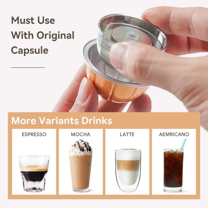 Für Nespresso Vertuoline Pop Vertuo Next Kaffeemaschine Wiederverwendbarer Kaffeekapsel-Filter mit Original-Kapseln Edelstahl