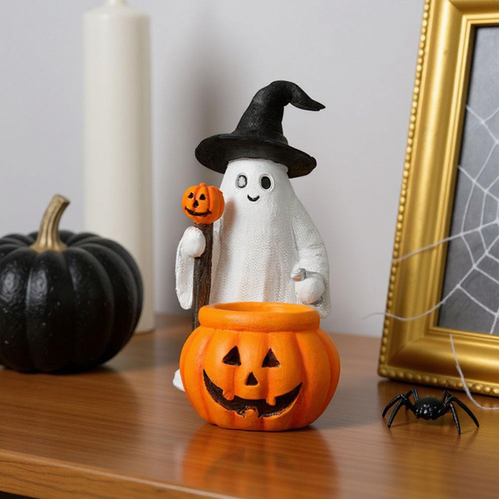 Halloween Resin Ghost Pumpkin Figurine Pumpkin Balloon Figurine for Party Home Table Centerpieces Shelf Ornaments