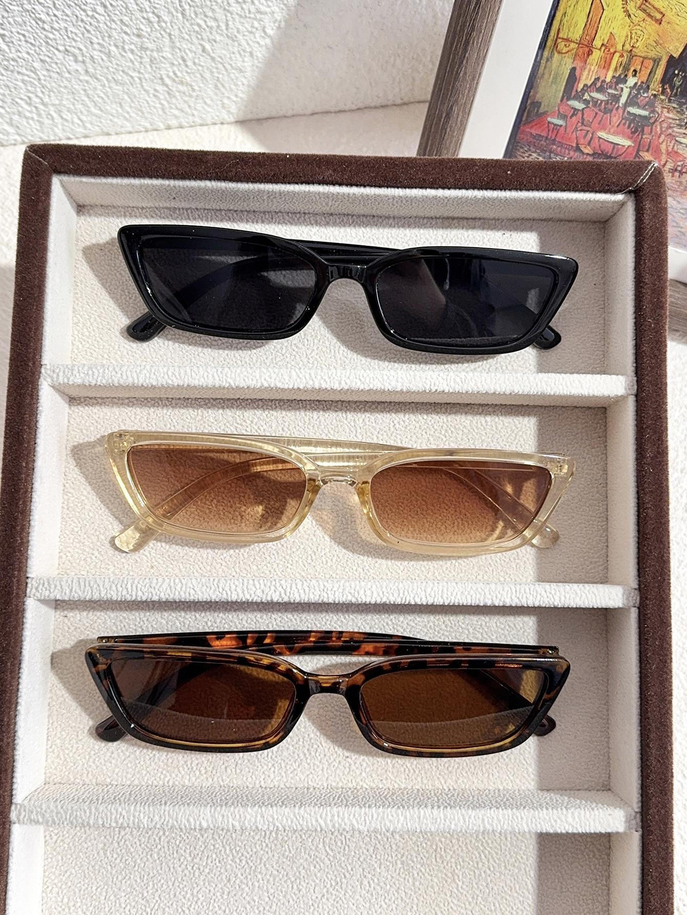 

3Pcs Fashionable Small Frame Cat Eye Frame Glasses Set Perfect For Party Holiday Gifts Unisex Daily Life Wear Decoration