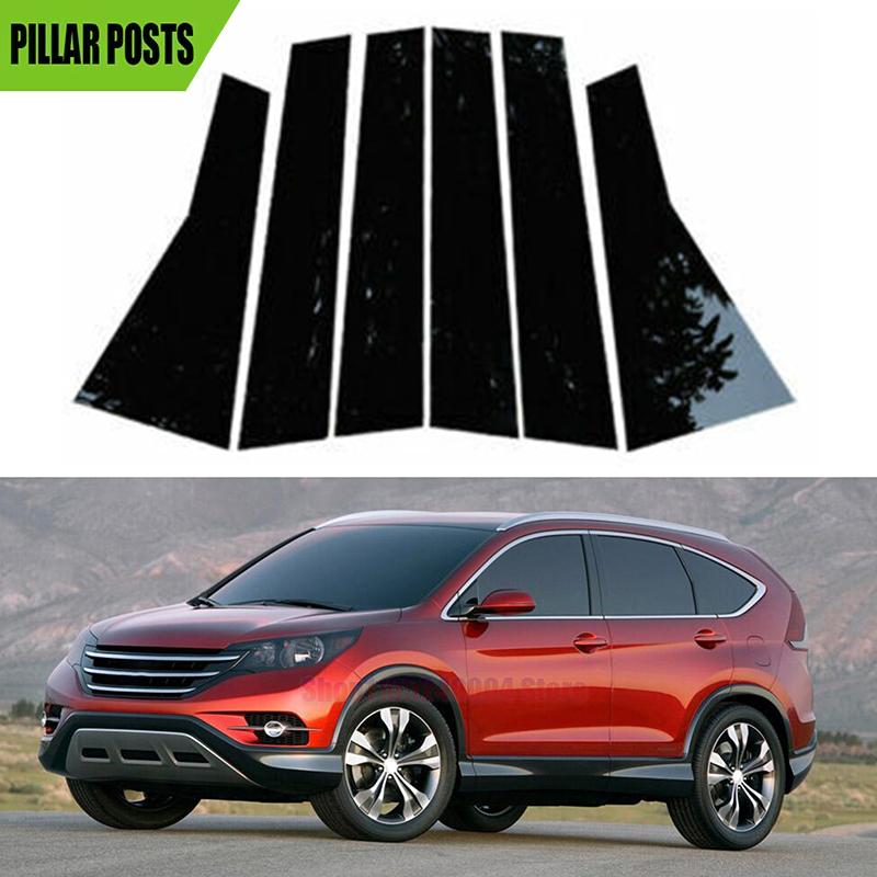 6PC Gloss Black Door Side Trim Pillar Post Fit For HONDA CRV 2012 2013 2014 2015 2016 Window Drcoration Sticker AccessoriesCover