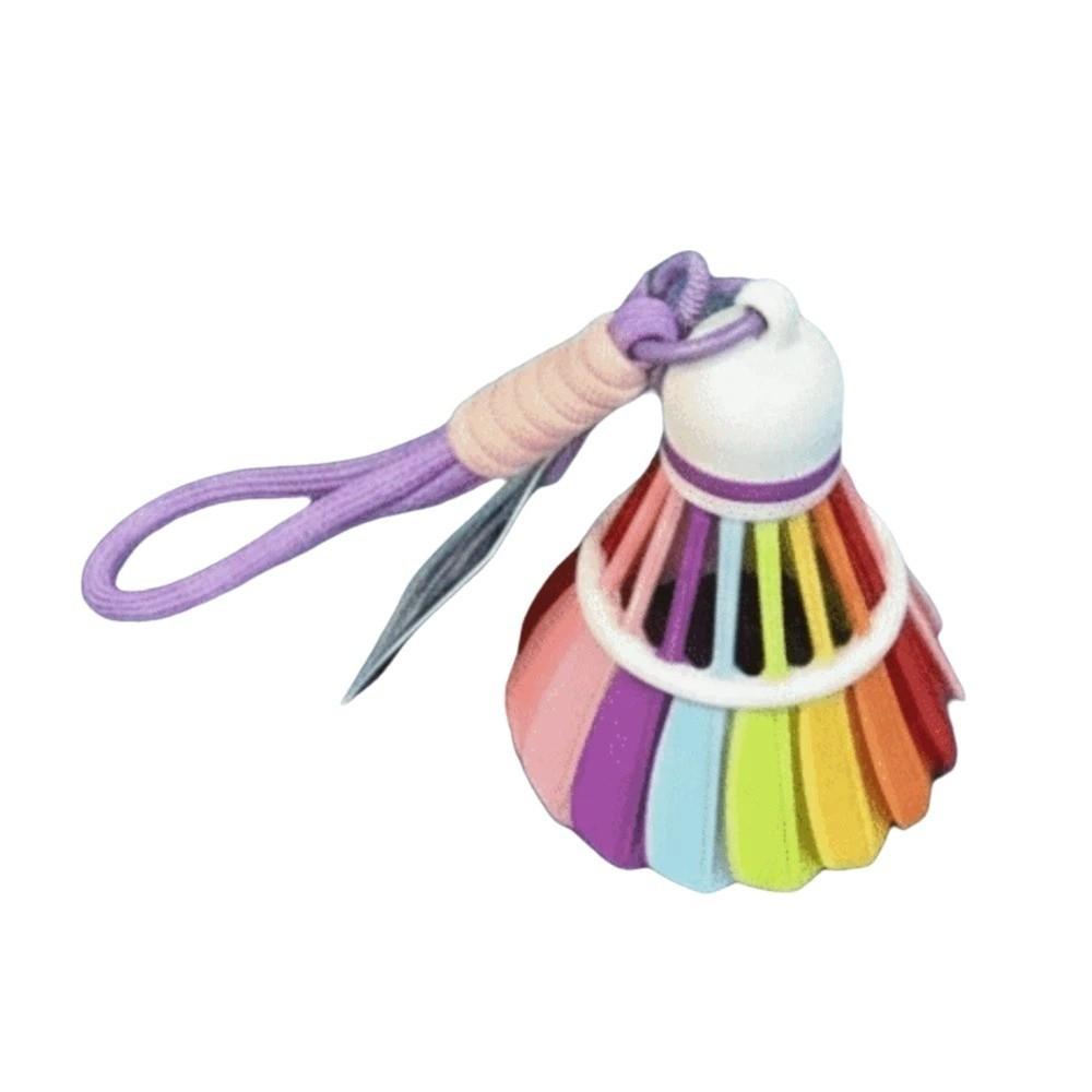 Rainbow Color Badminton Key Chain Handicrafts 3D Printing Key Ring  Backpack Decor фиолетовый