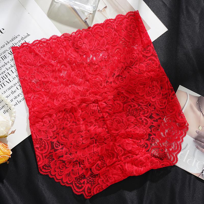 Damskie Koronkowe Majtki z Wysokim Stanem Seksowne Wycięcia Kontrolujące Brzuch Oddychający Bawełniany Krocze Bielizna