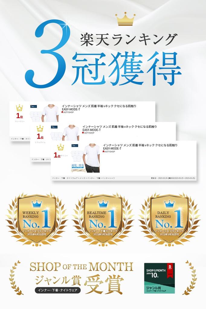 Inner Shirt Short Sleeve Underwear Set of 5 V Neck Addictive Texture [IGRESS] EASY-MODE-T Men's (M, Black)