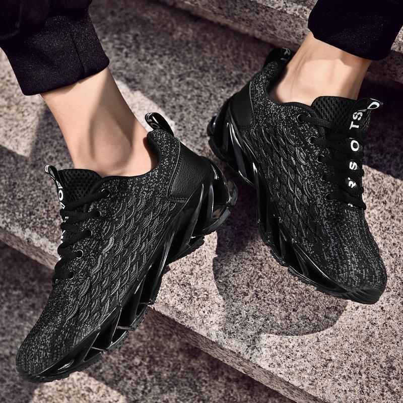 47 large size new men's shoes fashion blade sole men's shoes trend casual shoes flying woven fish scale sports running shoes