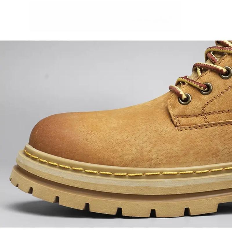 Men's High-Top Boots Genuine Leather Breathable Work Boots Trendy Autumn Winter Ankle Boot