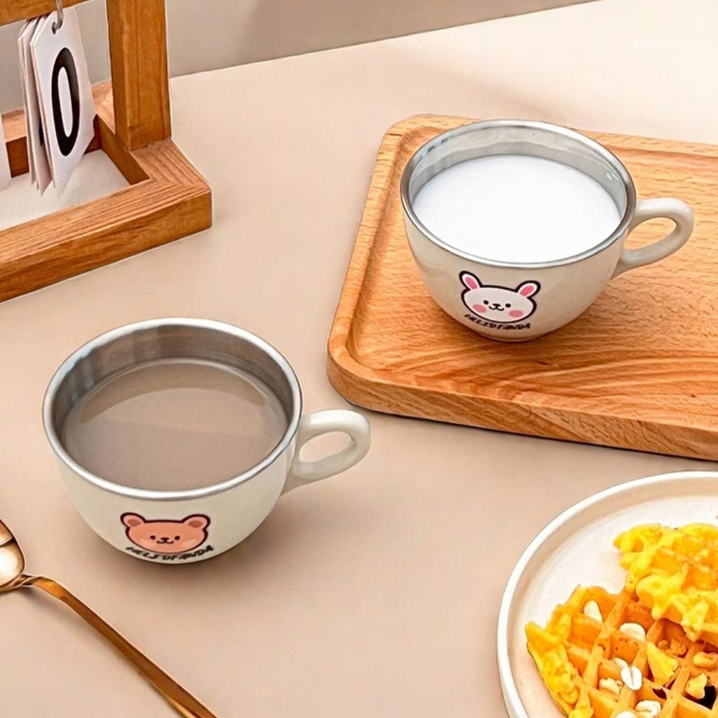 WORTHBUY 170ML Mini Water Cup Tumbler For Kids Students Removable 304 Stainless Steel Double Layer Milk Coffee Mug With Handle