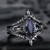 New European and American style gunmetal black retro three-piece ring set Starry Sky Crystal Black Warrior Jewelry