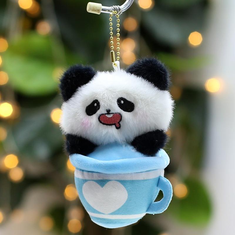 Creative Milk Tea Cup Series Plush Toy Pendant Cute Panda Doll Keychain Bag Hanging Decoration