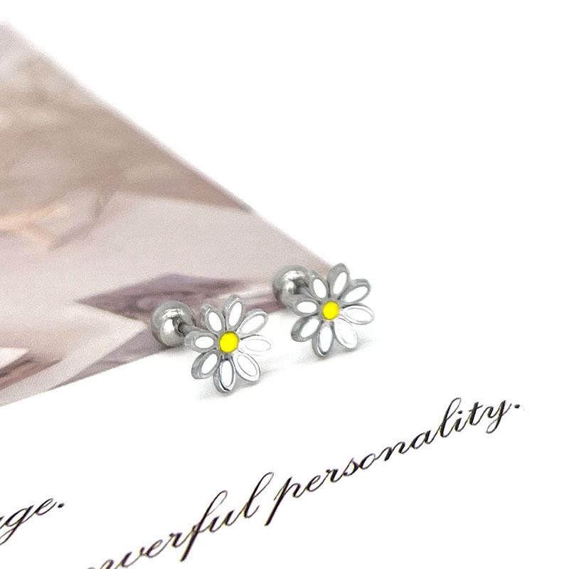 Koreanische Wald-Gänseblümchen Edelstahl-Steckohrringe - Süßes Sonnenblumen-Design für eine kreative, stilvolle Persönlichkeit