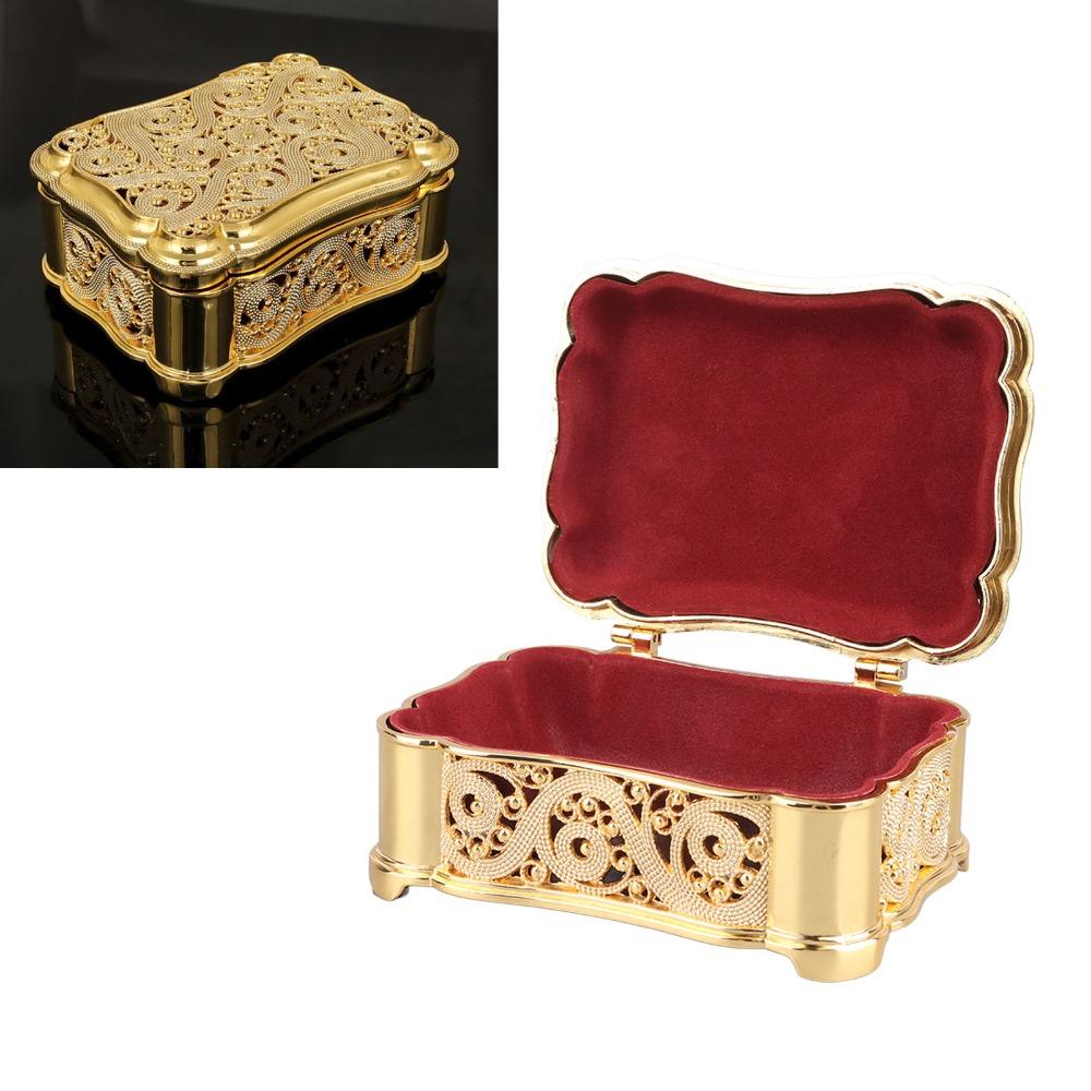 Alloy Small Treasure Chest Gold Trinket Organizer Decorative Boxes Metal Jewelry Box Home Storage