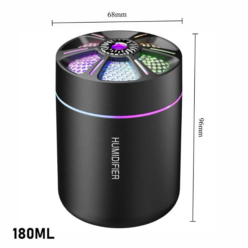 Mini umidificator de aer USB 180ML Difuzor de ulei esențial de aromă pentru mașină de acasă Difuzor cu ultrasunete pentru generator de ceață cu lampă LED