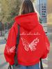 Women Butterfly Print Hoodie Unisex Autumn Winter Oversized Hooded Everyday Outdoors Hoodie for Any Occasion
