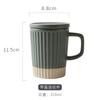 Vertikale Muster Keramiktasse mit Deckel und Löffel Becher Hitzebeständig Leichter Luxus Wasserbecher für Damen