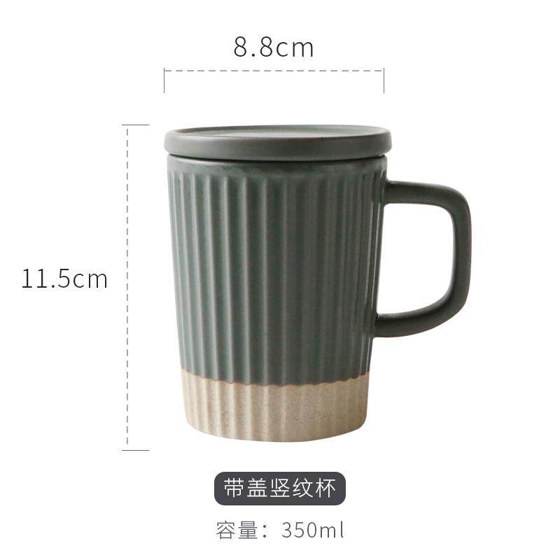 Vertikale Muster Keramiktasse mit Deckel und Löffel Becher Hitzebeständig Leichter Luxus Wasserbecher für Damen